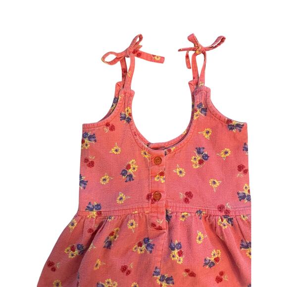 Vintage 1990s Y2K Girls 4T Cherokee Pink Floral Printed Button Maxi Dress Tie - Picture 2 of 6